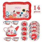 Théière en fer blanc pour enfant, 14 pièces, style britannique, service a thé Théière en fer blanc pour enfant, 14 pièces, style britannique, service a thé