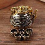 Thire miniature avec couvercle et 5 tasses, 6 pices, meubles de maison de poupe 1:12, service a th ...