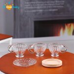 Thire miniature en verre pour maison de poupe 1:12, tasse d'eau, tasse a caf, tasse a th avec soucoupe, ...
