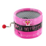 Thme de la panthre rose - bote a musique a manivelle ronde en carton avec mcanisme musical de 18 ...