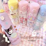 Thermos portable en acier inoxydable 304, kawaii, avec des figurines d'anime, my melody, cannelle, kuromi, ...