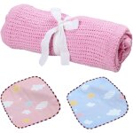 Tianyi - 1 couverture rose pour bébé et 2 serviettes a salive, couverture perforée, couverture perforée, ... Tianyi - 1 couverture rose pour bébé et 2 serviettes a salive, couverture perforée, couverture perforée, ...