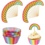 Tianyi - lot de 100 caissettes a gteau arc - en - ciel - 24 dcorations de cupcake - accessoires de ...