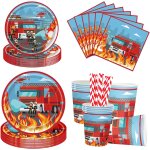 Tianyi - 100 pcs vaisselles jetables de fête camion de pompiers, ensemble de fête d'anniversaire pour ... Tianyi - 100 pcs vaisselles jetables de fête camion de pompiers, ensemble de fête d'anniversaire pour ...