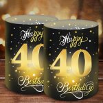 Tianyi - lot de 12 photophores dcoratifs de table pour 40e anniversaire homme, 40 ans happy birthday, ...