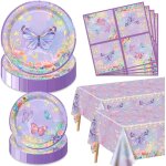 Tianyi - lot de 122 dcorations d'anniversaire en forme de papillon ¿ assiettes, serviettes et nappe ...