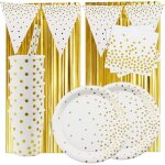 Tianyi - lot de 129 sets jetables d'anniversaire pour 30 personnes. comprend des assiettes, des gobelets, ...
