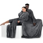 Tianyi - 150 x 180 cm couverture a manches tv en microfibre avec manches et poches polaire douce avec ...