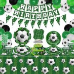 Tianyi - lot de 151 accessoires de fte sur le thme du football - dcoration d'anniversaire avec assiettes, ...
