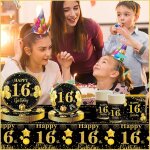 Tianyi - 2 pièces nappe noire et dorée fête d'anniversaire pour 90 ans, 137x274cm nappe plastique et ... Tianyi - 2 pièces nappe noire et dorée fête d'anniversaire pour 90 ans, 137x274cm nappe plastique et ...