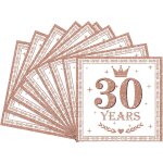 Tianyi - 20 pices serviettes anniversaire pour 30 ans, roses or serviettes joyeux anniversaire 30 ans, ...