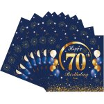 Tianyi - 20 pices serviettes anniversaire pour 70 ans, bleu marine or serviettes joyeux anniversaire ...