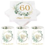 Tianyi - lot de 20 serviettes d'anniversaire pour femme et 8 photophores - dcoration de table pour 60e ...