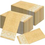 Tianyi - lot de 20 serviettes en papier jetables a motif de lin et dentelle, recyclables, double epaisseur, ...