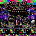 Tianyi - 225 pices glow non articles de fte ballon non, bannire d'anniversaire phosphorescente, ...