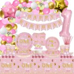 Tianyi - lot de 232 décorations d'anniversaire miss onederful ¿ assiettes, serviettes, tasses, ballons, ... Tianyi - lot de 232 décorations d'anniversaire miss onederful ¿ assiettes, serviettes, tasses, ballons, ...