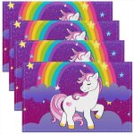 Tianyi - lot de 4 sets de table licorne pour fille - 30 x 45 cm - motif licorne kawaii mignon - lavable ...