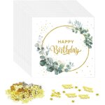 Tianyi - 40 pièces serviette papier, serviettes de table happy birthday blanc or tissu vaisselle jetable ... Tianyi - 40 pièces serviette papier, serviettes de table happy birthday blanc or tissu vaisselle jetable ...