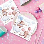 Tianyi - lot de 40 serviettes pour fête d'anniversaire, motif d'ours, pour fête prénatale, 33 x 33 cm, ... Tianyi - lot de 40 serviettes pour fête d'anniversaire, motif d'ours, pour fête prénatale, 33 x 33 cm, ...