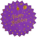Tianyi - lot de 40 serviettes de fête en papier happy birthday, violet et doré, 33 x 33 cm, pour décoration ... Tianyi - lot de 40 serviettes de fête en papier happy birthday, violet et doré, 33 x 33 cm, pour décoration ...