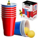 Tianyi - ® lot de 50 + 10 gobelets multi - usages ¿ 25 gobelets bleus + 25 gobelets rouges + 10 balles ...