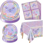 Tianyi - lot de 61 dcorations d'anniversaire en forme de papillon ¿ assiettes, serviettes et nappe ...