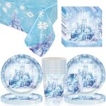 Tianyi - lot de 61 pices de vaisselle ice castle party avec tasses, serviettes, assiettes et nappes ...