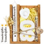 Tianyi - 80 ans - cadeau d'anniversaire pour femme et homme - panneau en bois avec bougies et guirlande ...