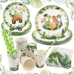 Tianyi - assiette dinosaure anniversaire garcon 24 invits kit vaisselle jetable anniversaire enfant ...