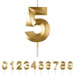 Tianyi - bougies d'anniversaire, en forme de chiffre 5, dorées, en forme de diamant 3d, 0, 1, 2, 3, 4, ... Tianyi - bougies d'anniversaire, en forme de chiffre 5, dorées, en forme de diamant 3d, 0, 1, 2, 3, 4, ...