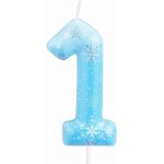 Tianyi - bougies d'anniversaire en forme de flocon de neige, bougie de premier anniversaire bleue et ...