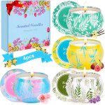 Tianyi - bougie parfumes cadeau femme coffret bougie en cire de soja naturelle - lot de 4 bougies parfumes ...