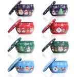 Tianyi - bougie pots de nol, 8 pot de bougie vide, mini pot en mtal avec couvercle, nol rond fer - ...