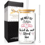 Tianyi - cadeau pour femme - gobelet en verre de 500 ml avec couvercle et paille - cadeau d'anniversaire ...