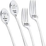 Tianyi - cadeaux pour grand - mre et grand - pre 2 cuillres a caf en acier inoxydable 2 fourchettes ...