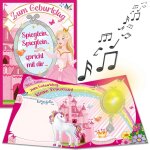 Tianyi - carte musicale xl princesse, avec effet de lumire dans le miroir, carte d'anniversaire avec ...