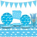 Tianyi - ciel bleu, nuages blancs, décorations d'anniversaire a thème bleu, accessoires de fête, assiettes, ... Tianyi - ciel bleu, nuages blancs, décorations d'anniversaire a thème bleu, accessoires de fête, assiettes, ...