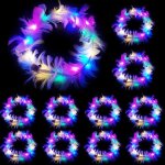 Tianyi - couronne de fleurs led, 10 pcs couronne de plumes bandeau, led plumes guirlande cheveux, pour ...