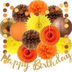 Tianyi - décorations de fête d'anniversaire d'automne, orange, marron, jaune, eventails en papier a suspendre, ... Tianyi - décorations de fête d'anniversaire d'automne, orange, marron, jaune, eventails en papier a suspendre, ...