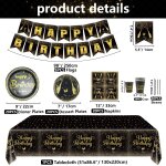 Tianyi - décorations de fête d'anniversaire noir et or pour hommes, femmes, comprend une bannière de ... Tianyi - décorations de fête d'anniversaire noir et or pour hommes, femmes, comprend une bannière de ...