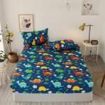 Tianyi - drap - housse pour enfants - 120 x 200 cm - motif dinosaures - avec elastique - convient pour ...