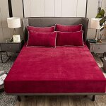 Tianyi - drap - housse d'hiver - 100 x 200 x 30 cm - rouge bordeaux - en peluche - moelleux - toucher ... Tianyi - drap - housse d'hiver - 100 x 200 x 30 cm - rouge bordeaux - en peluche - moelleux - toucher ...