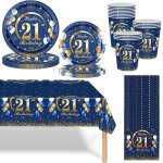 Tianyi - ensemble de vaisselle jetable  happy birthday , assiettes en carton, gobelets, serviettes, ...