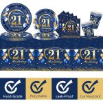 Tianyi - ensemble de vaisselle jetable  happy birthday , assiettes en carton, gobelets, serviettes, ...