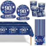 Tianyi - ensemble de vaisselle jetable  happy birthday , assiettes en carton, gobelets, serviettes, ...