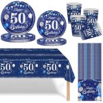 Tianyi - ensemble de vaisselle jetable  happy birthday , assiettes en carton, gobelets, serviettes, ...