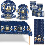 Tianyi - ensemble de vaisselle jetable  happy birthday , assiettes en carton, gobelets, serviettes, ...