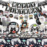 Tianyi - fournitures d'anniversaire de jeu vido, y compris bannire, assiettes, tasses, tourbillons ...