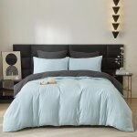 Tianyi - housse de couette coton 140x200cm bleu bébé gris coton parure de lit coton adulte1 personne ... Tianyi - housse de couette coton 140x200cm bleu bébé gris coton parure de lit coton adulte1 personne ...