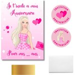 Tianyi - kit cratif premium de 10 cartes d'invitation anniversaire  gratter thme poupe pour enfants ...